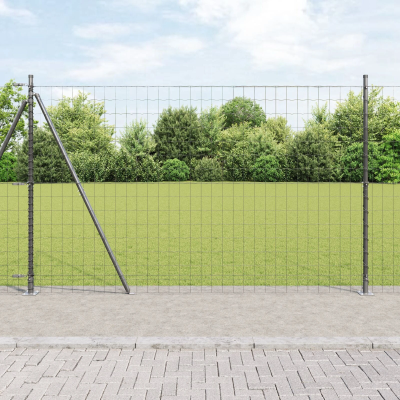 vidaXL Žogs ar stabu Pelēka 1,6 x 10 m Tērauds un PVC