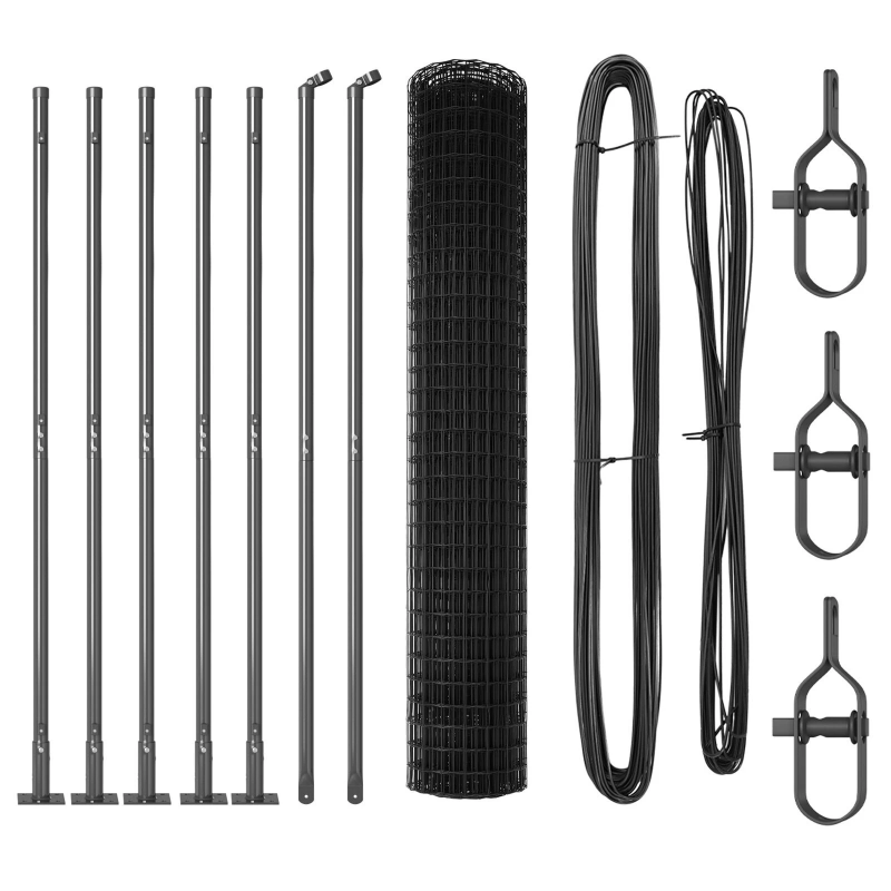 vidaXL Žogs ar stabu Pelēka 1,6 x 10 m Tērauds un PVC