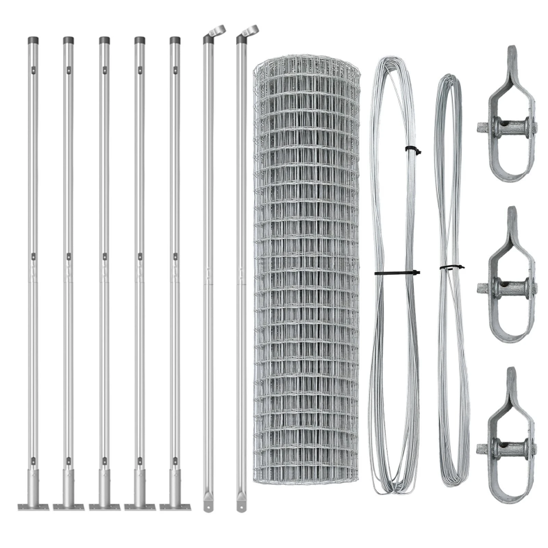 vidaXL Žogs ar stabiem. Sudraba 0.8 x 25 m Tērauds