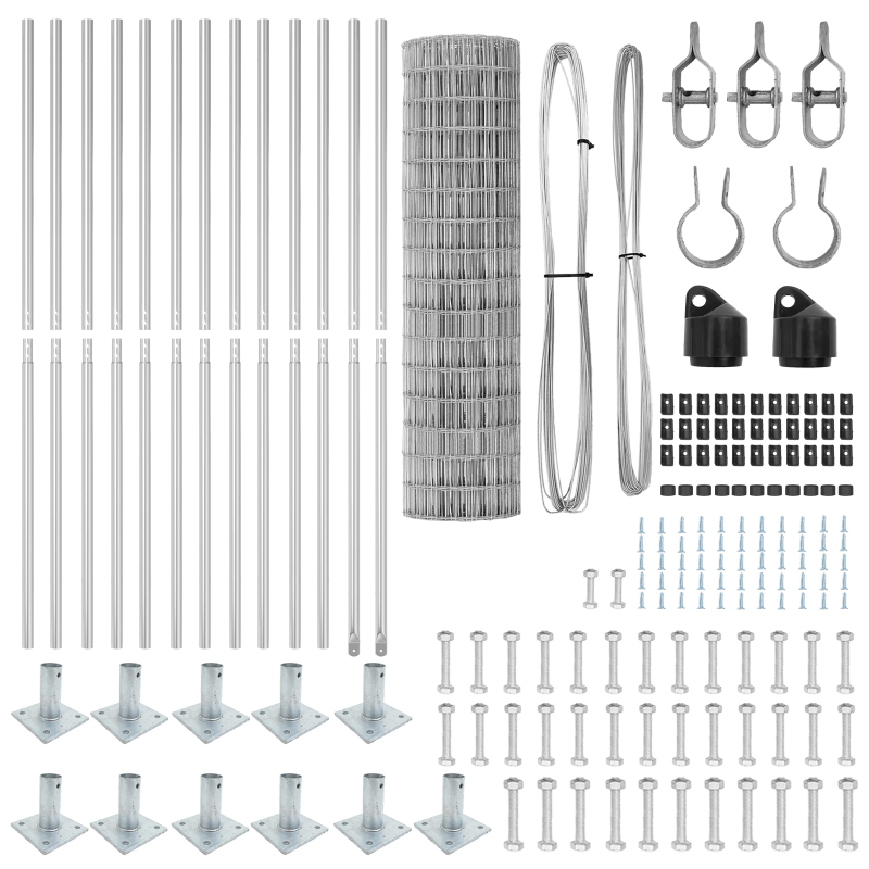 vidaXL Žogs ar stabu Sudraba 1 x 25 m Tērauds