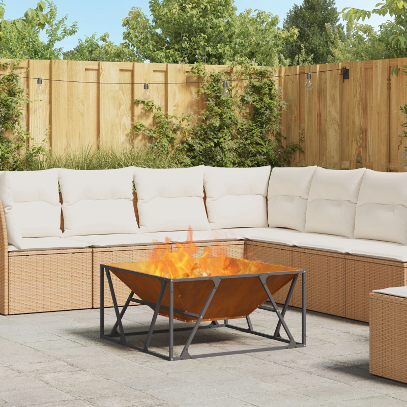 vidaXL Uguns bedre Brūna 80 x 80 x 40 cm Laika tērauds