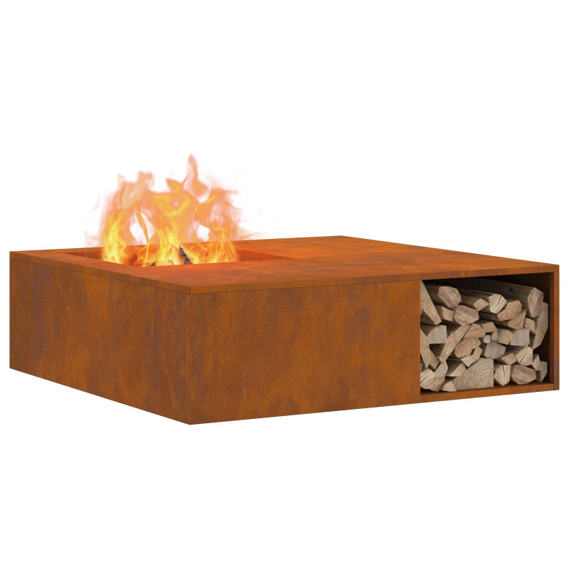 vidaXL Uguns bedre Brūna 100 x 100 x 30 cm Novecināts tērauds