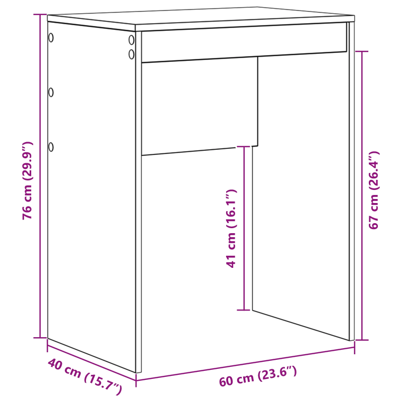 vidaXL Galds Balts 60 x 40 x 76 cm