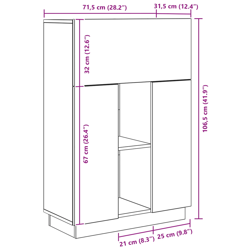 vidaXL Galds Melns ozolkoks 71.5 x 31.5 x 106.5 cm Inženierijas koks