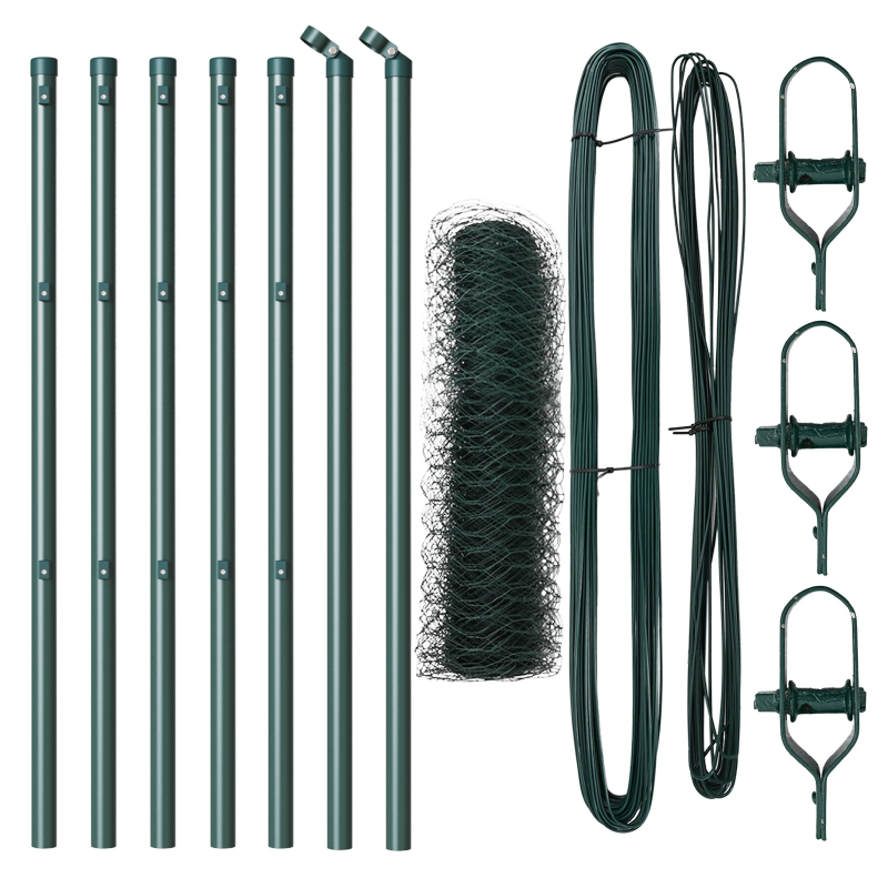 vidaXL Žogs ar stabiem. Zaļa 0.8 x 10 m PVC pārklāts tērauds