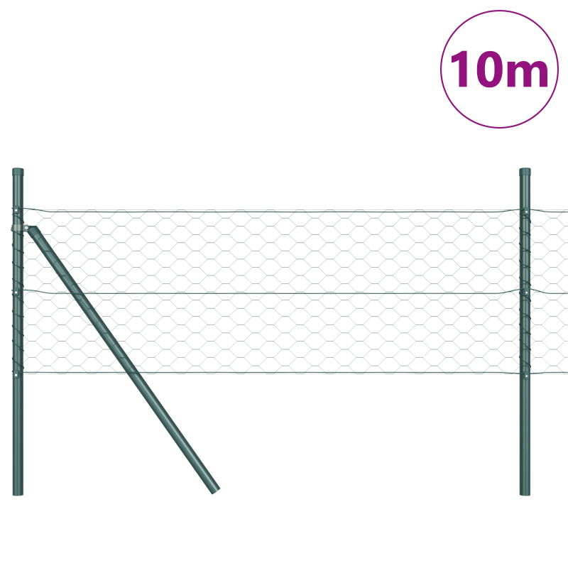 vidaXL Žogs ar stabiem. Zaļa 0.8 x 10 m PVC pārklāts tērauds