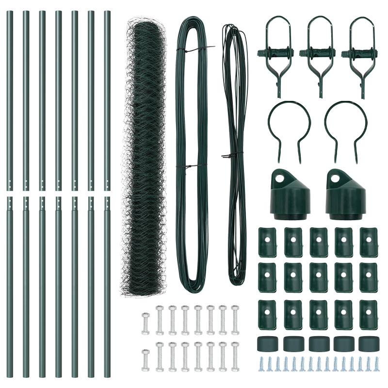 vidaXL Žogs ar stabiem. Zaļa 1 x 10 m PVC pārklāts tērauds