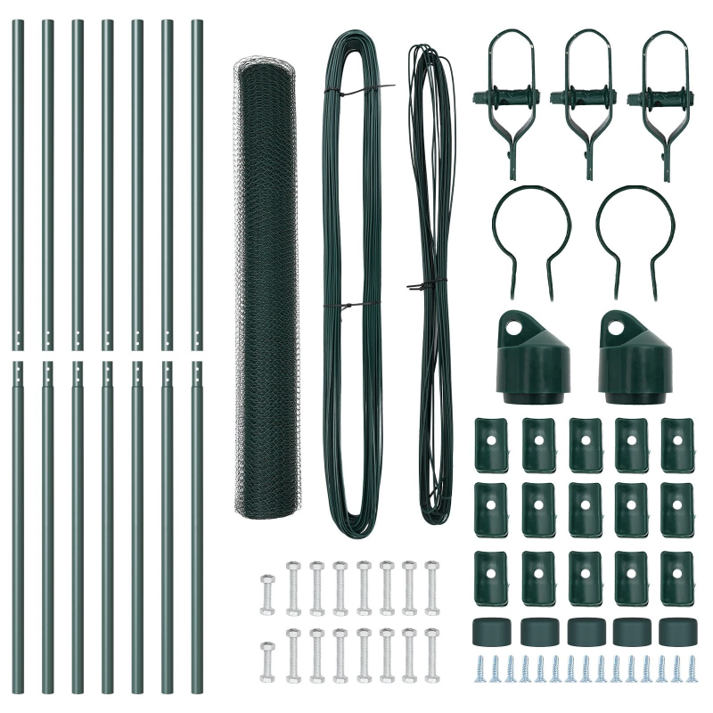 vidaXL Žoga āķis Zaļa 10 x 1,2 m ,13 mm sieta, Tērauds un PVC