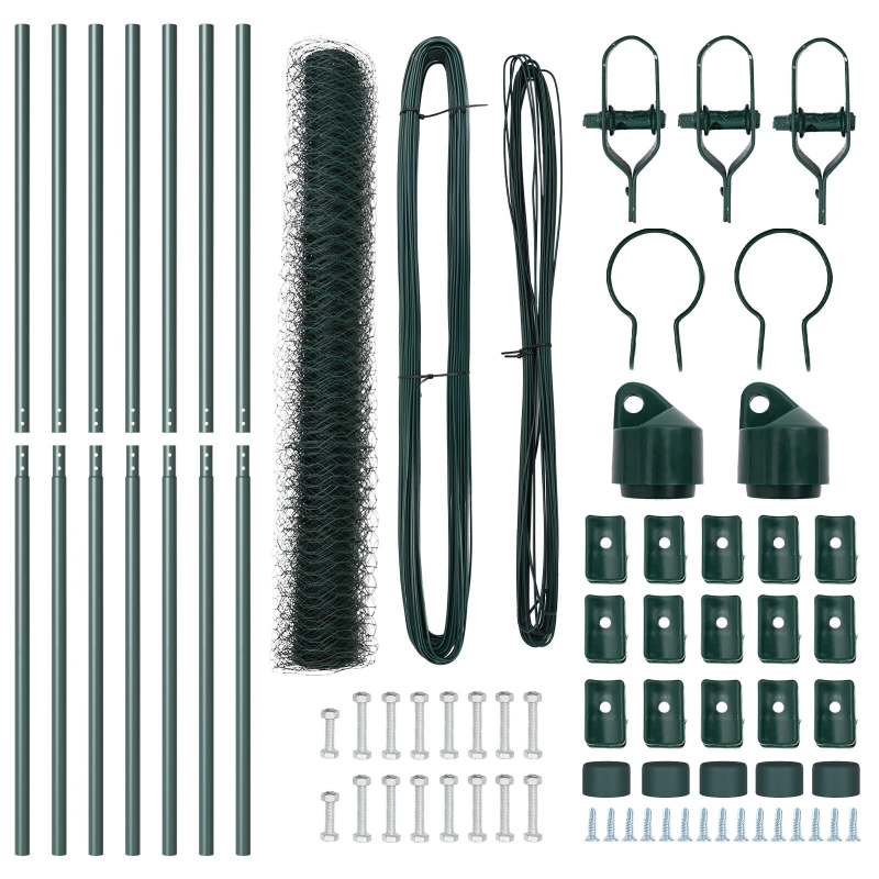 vidaXL Žoga āķis Zaļa 10 x 1,4 m ,50 mm siets, Tērauds un PVC