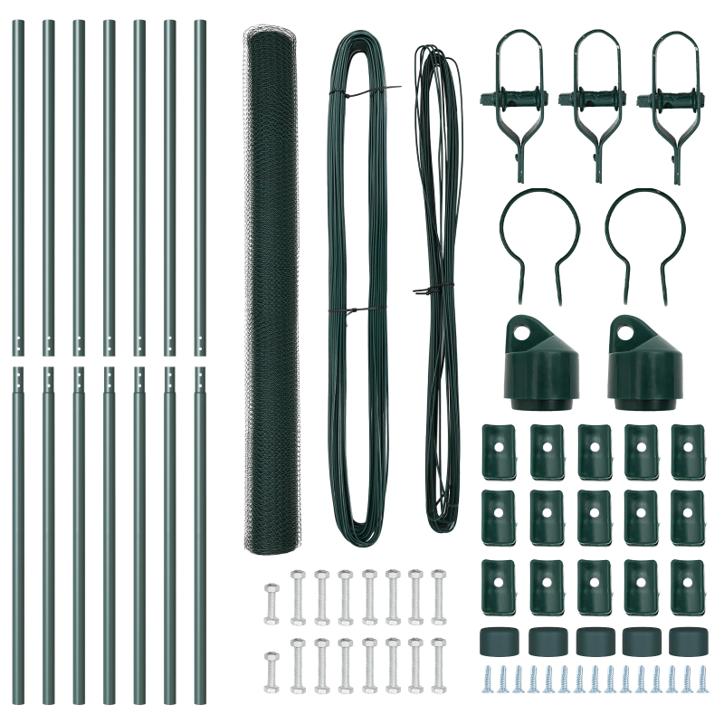 vidaXL Žoga āķis Zaļa 10 x 1,6 m ,25 mm acu, Tērauds un PVC