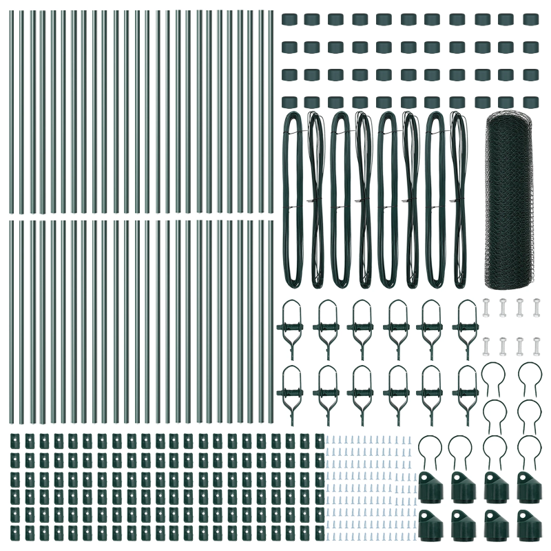 vidaXL Žoga āķis Zaļa 100 x 0,5 m ,13 mm acs, Tērauds un PVC