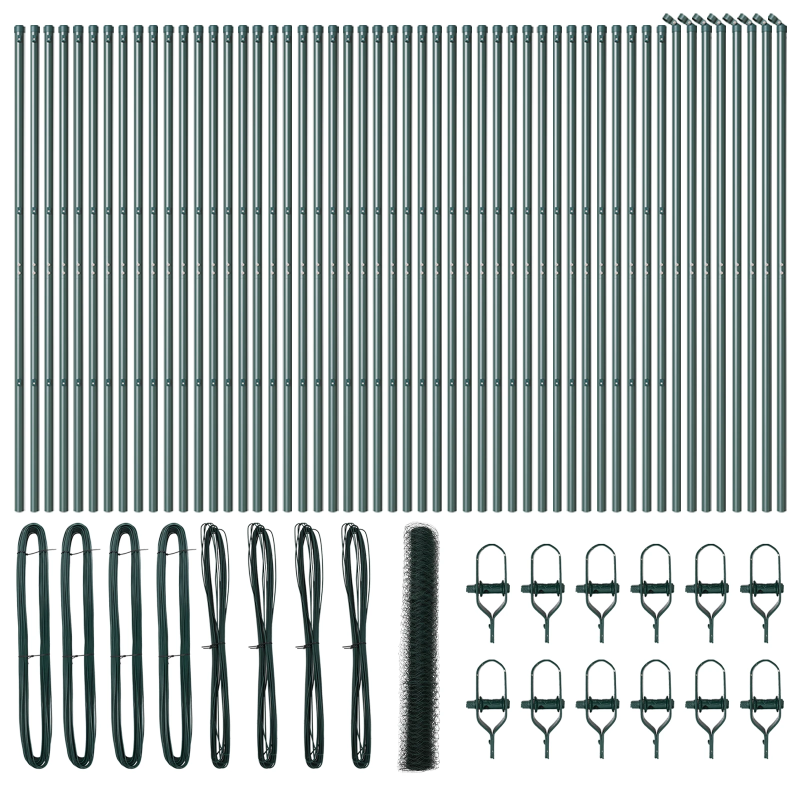 vidaXL Žoga āķis Zaļa 100 x 1,2 m ,50 mm acs, Tērauds un PVC