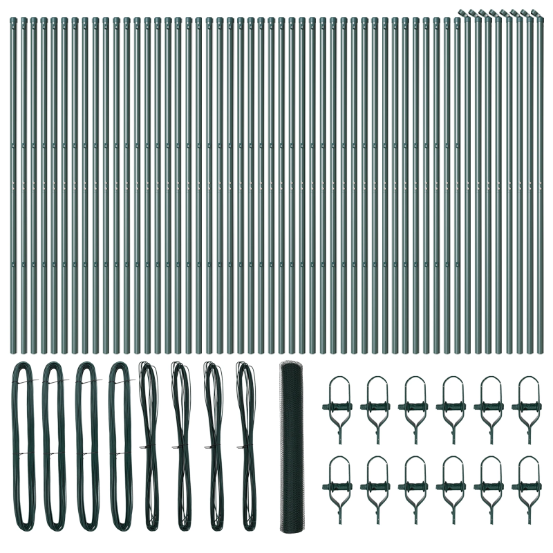 vidaXL Žoga āķis Zaļa 100 x 1,4 m ,25 mm acs, Tērauds un PVC