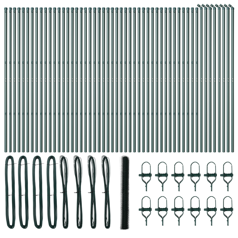 vidaXL Žoga āķis Zaļa 100 x 1,5 m ,50 mm siets, Tērauds un PVC