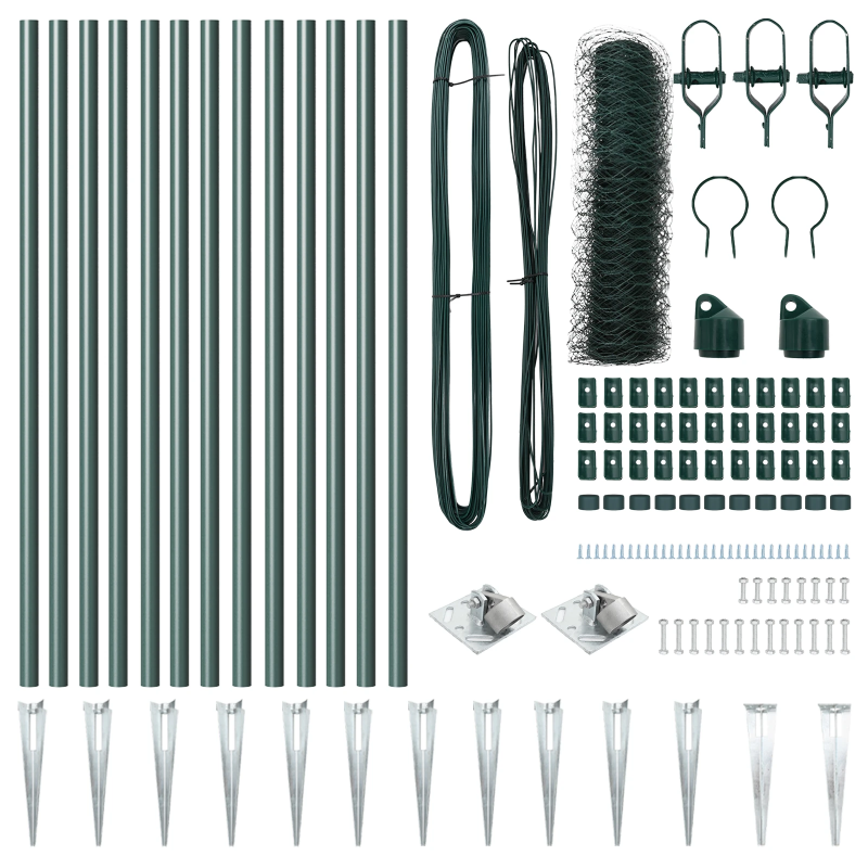vidaXL Žoga āķis Zaļa 25 x 0,4 m ,50 mm siets, Tērauds un PVC