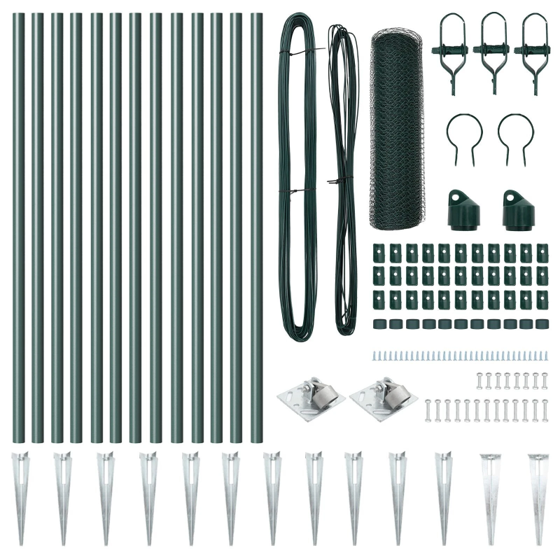 vidaXL Žoga āķis Zaļa 25 x 0,6 m ,25 mm sieta, Tērauds un PVC
