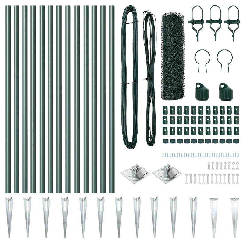 vidaXL Žoga āķis Zaļa 25 x 0,8 m ,25 mm siets, Tērauds un PVC