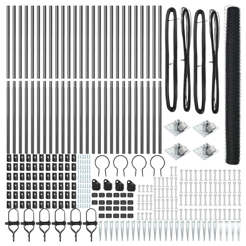 vidaXL Žoga āķis Pelēka 50 x 1,6 m ,50 mm siets, Tērauds un PVC