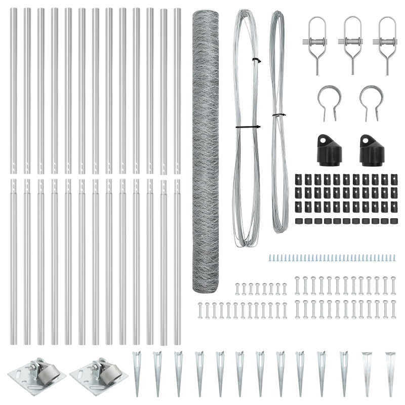 vidaXL Žoga āķis Sudraba 25 x 1,6 m ,36 mm siets, Tērauds