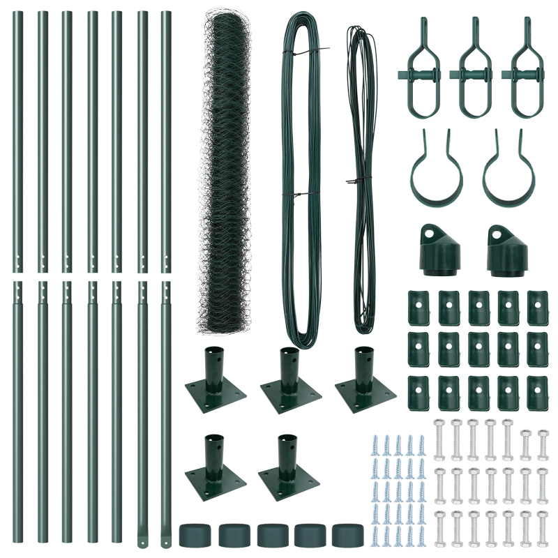 vidaXL Žoga āķis Zaļa 10 x 1,2 m ,50 mm acs, Tērauds un PVC