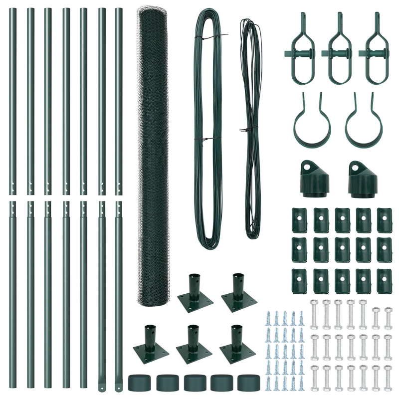 vidaXL Žoga āķis Zaļa 10 x 1,5 m ,25 mm siets, Tērauds un PVC