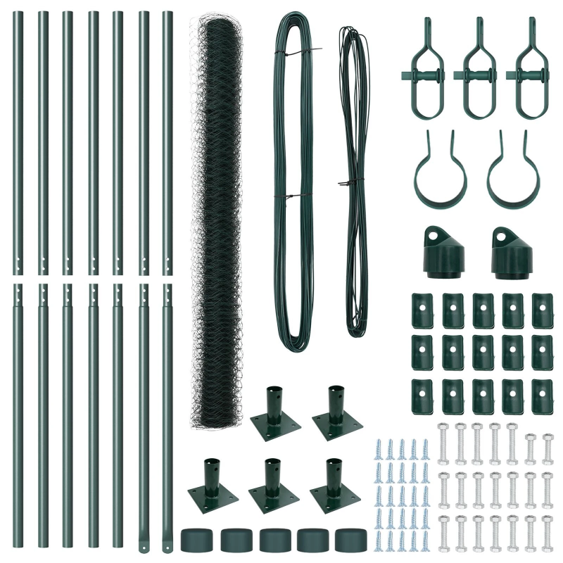 vidaXL Žoga āķis Zaļa 10 x 1,5 m ,50 mm acu izmērs, Tērauds un PVC