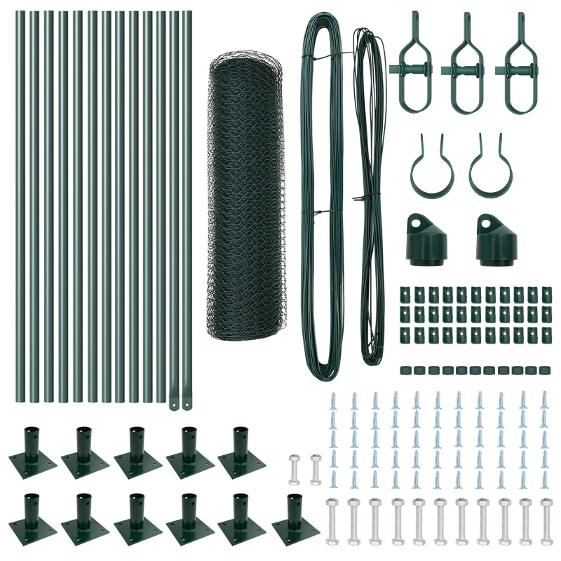 vidaXL Žoga āķis Zaļa 25 x 0,4 m ,13 mm acs, Tērauds un PVC