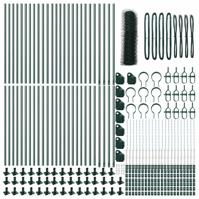 vidaXL Žoga āķis Zaļa 100 x 0,6 m ,36 mm acs, Tērauds un PVC