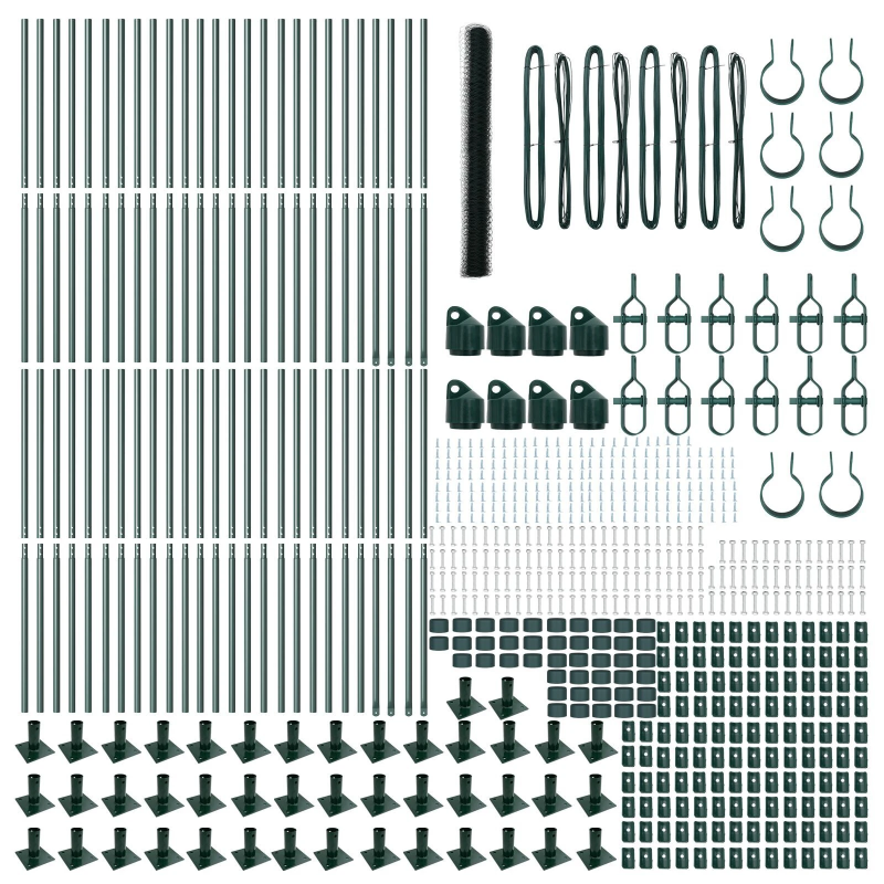 vidaXL Žoga āķis Zaļa 100 x 1,4 m ,36 mm siets, Tērauds un PVC