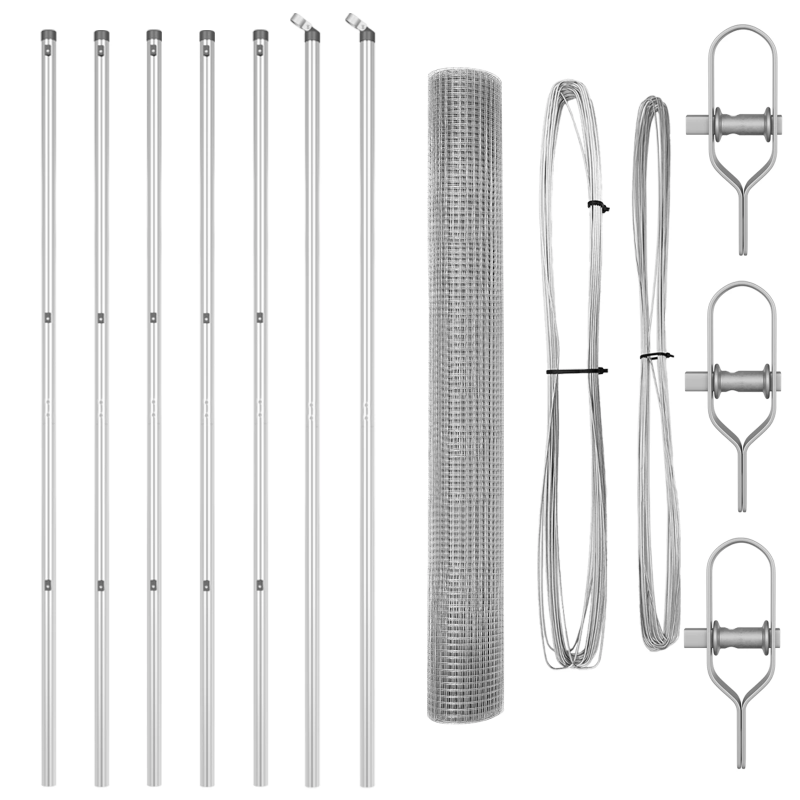 vidaXL Žoga āķis Sudraba 10 x 1,2 m ,25 x 25 mm siets, Tērauds