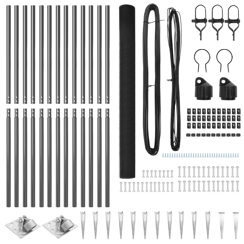 vidaXL Žoga āķis Pelēka 25 x 1,6 m ,25 x 25 mm sietiņš, Tērauds un PVC