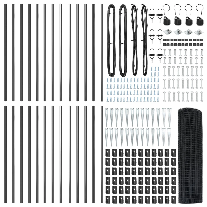 vidaXL Žoga āķis Pelēka 50 x 0,4 m ,25 x 25 mm acu, Tērauds un PVC