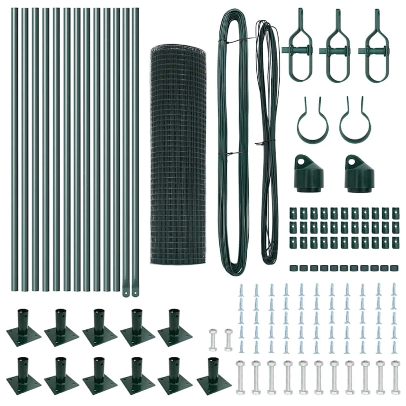vidaXL Žoga āķis Zaļa 25 x 0,6 m ,16 x 16 mm sieta, Tērauds un PVC