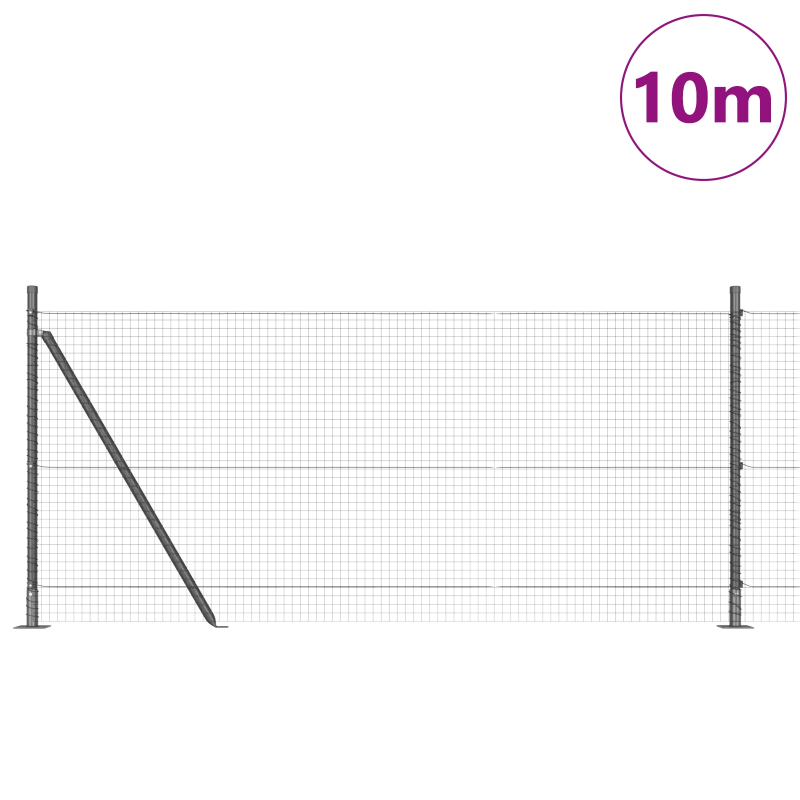 vidaXL Žoga āķis Pelēka 10 x 0,8 m ,25 x 25 mm acu, Tērauds un PVC