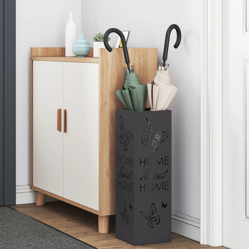 vidaXL Lietussarga statīvs Melna 15,5 x 15,5 x 49 cm Metāla