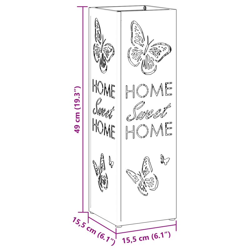 vidaXL Lietussarga statīvs Sinepju 15,5 x 15,5 x 49 cm Metāla