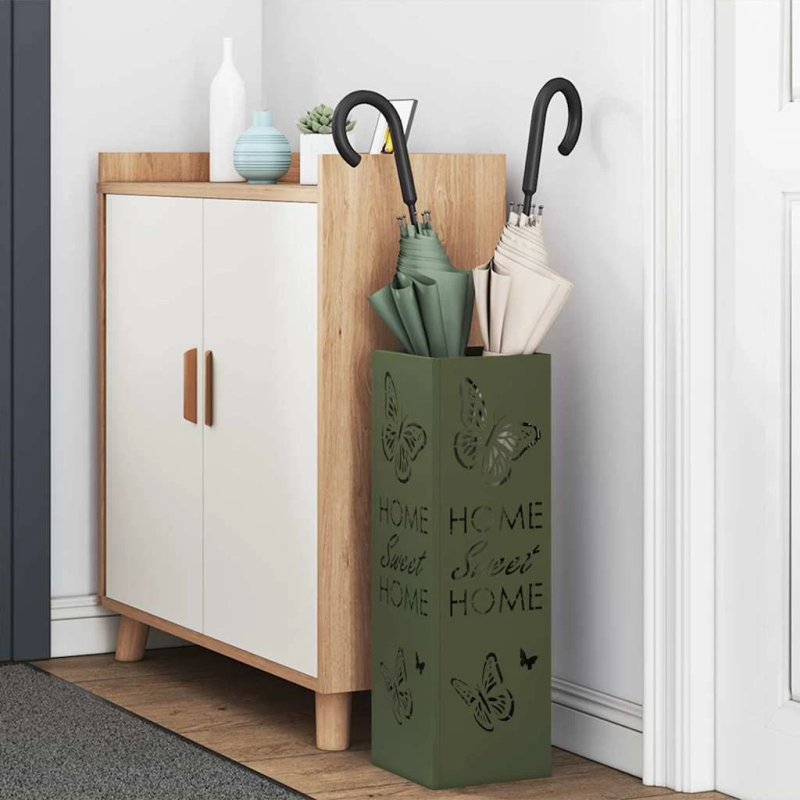 vidaXL Lietussarga statīvs Olīvu zaļš 15,5 x 15,5 x 49 cm Metāla