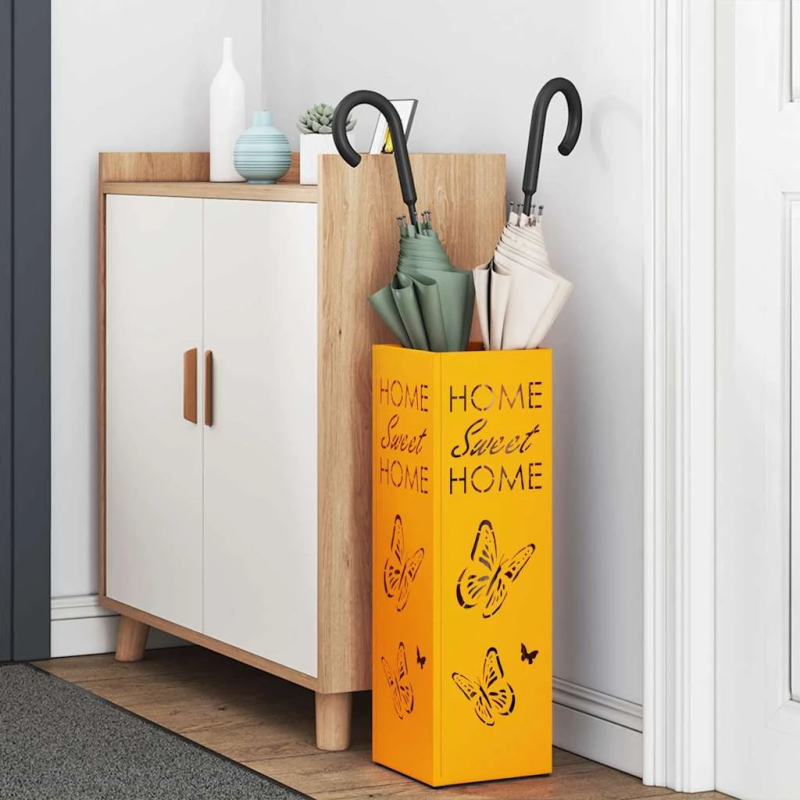 vidaXL Lietussarga statīvs Sinepju 15,5 x 15,5 x 49 cm Metāla