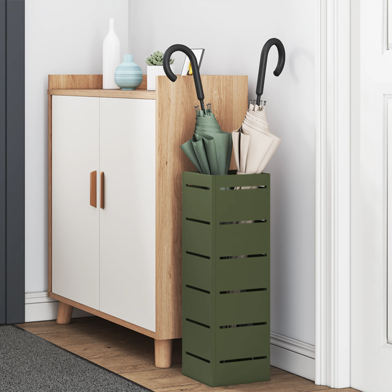 vidaXL Lietussarga statīvs Olīvu zaļš 15,5 x 15,5 x 49 cm Metāla