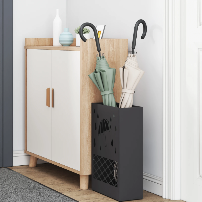 vidaXL Lietussarga statīvs Melna 28 x 12 x 41 cm Tērauds