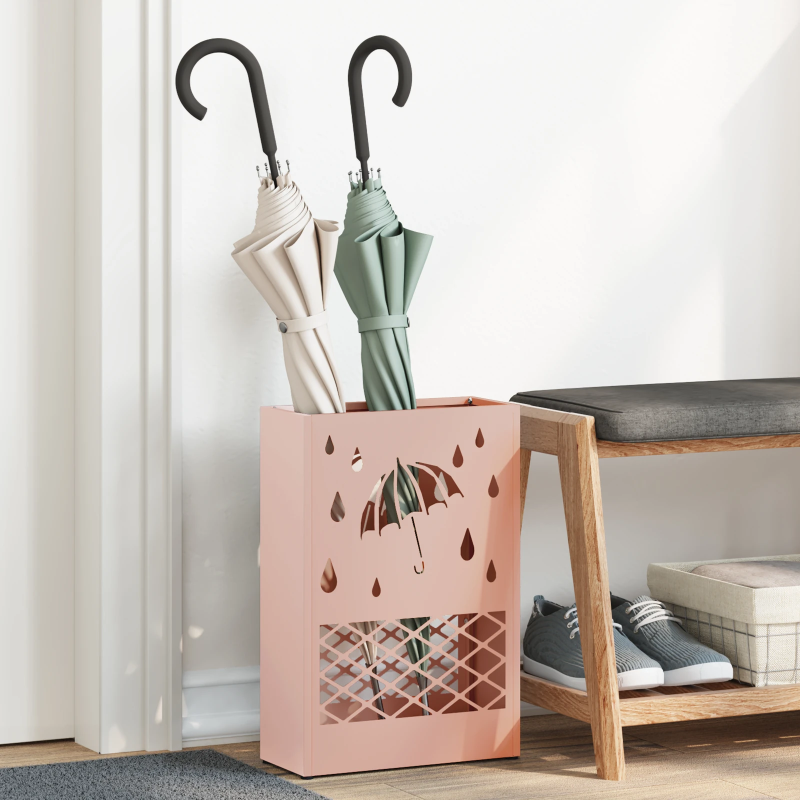 vidaXL Lietussarga statīvs Rozā 28 x 12 x 41 cm Tērauds