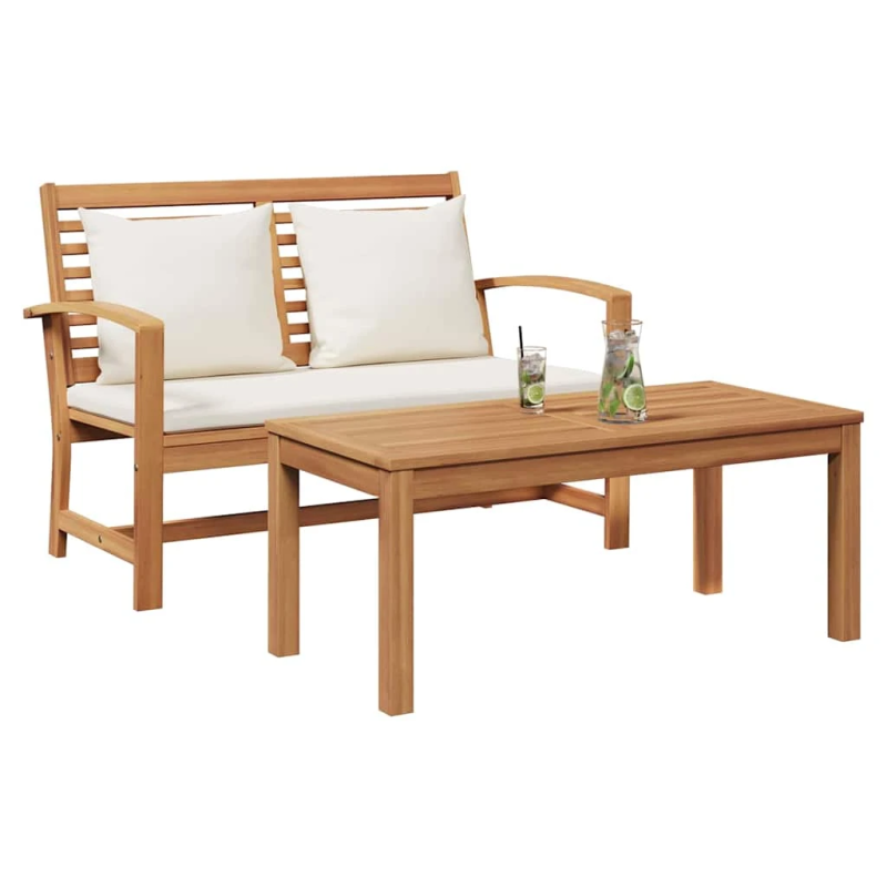 vidaXL sols ar spilvenu 2 pcs Brūns un Krēma Ciets tekša koks