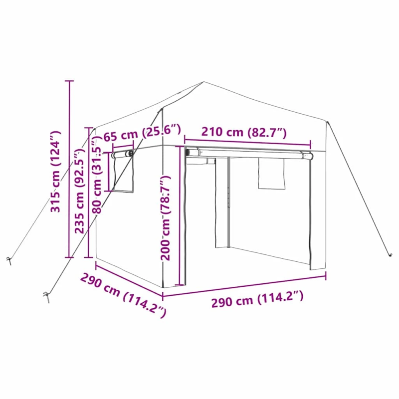 vidaXL Siltumnīca ar iznirstošo rāmi Zaļa 290 x 290 x 315 cm Dzelzs
