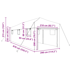 vidaXL Siltumnīca ar iznirstošo rāmi Zaļa 290 x 870 x 315 cm Dzelzs