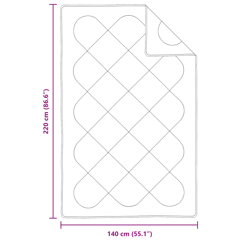 vidaXL Vasaras segas Balts 220 x 135 x 3 cm Poliesters