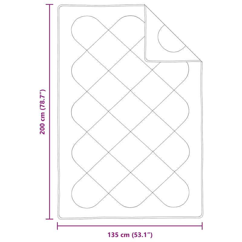 vidaXL Sega Balts 200 x 155 x 4 cm Poliesters