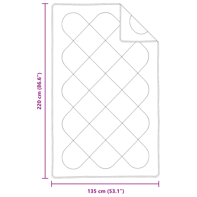 vidaXL Sega Balts 200 x 155 x 4 cm Poliesters