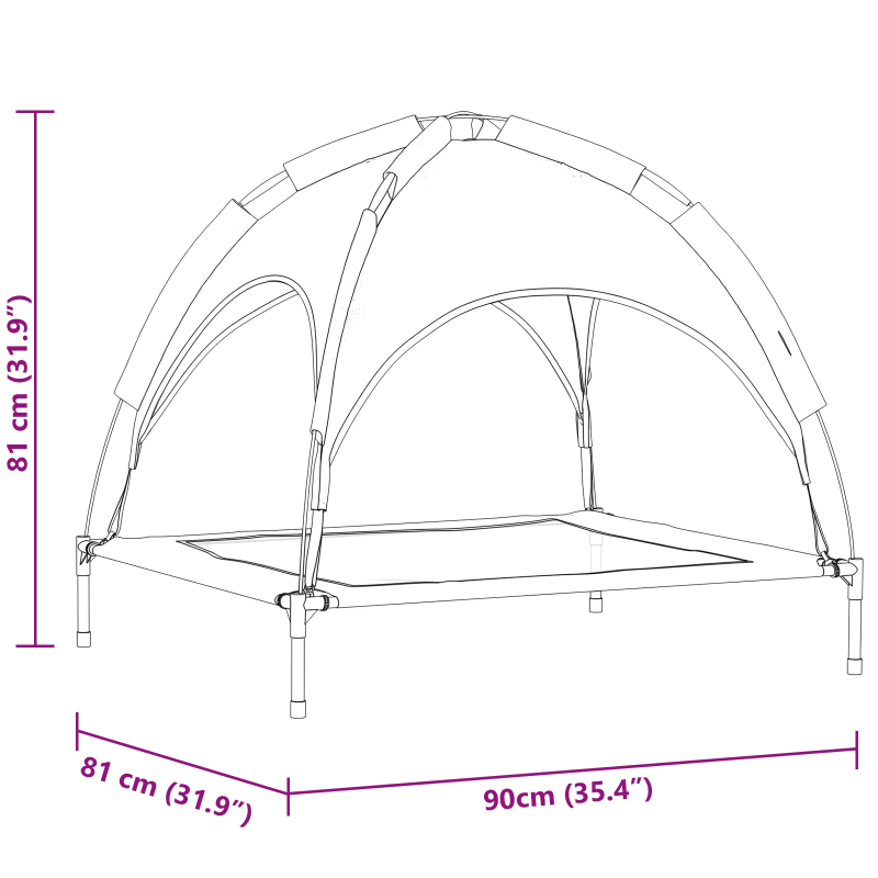 vidaXL Suņu gulta Melna 90 x 81 x 80,5 cm Tērauds