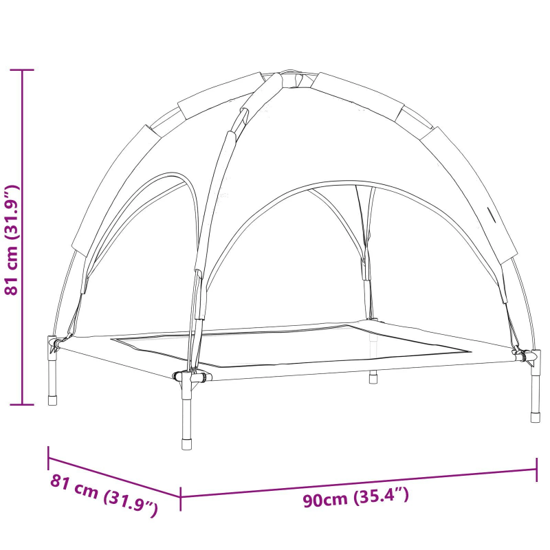vidaXL Suņu gulta Melna 90 x 81 x 80,5 cm Tērauds