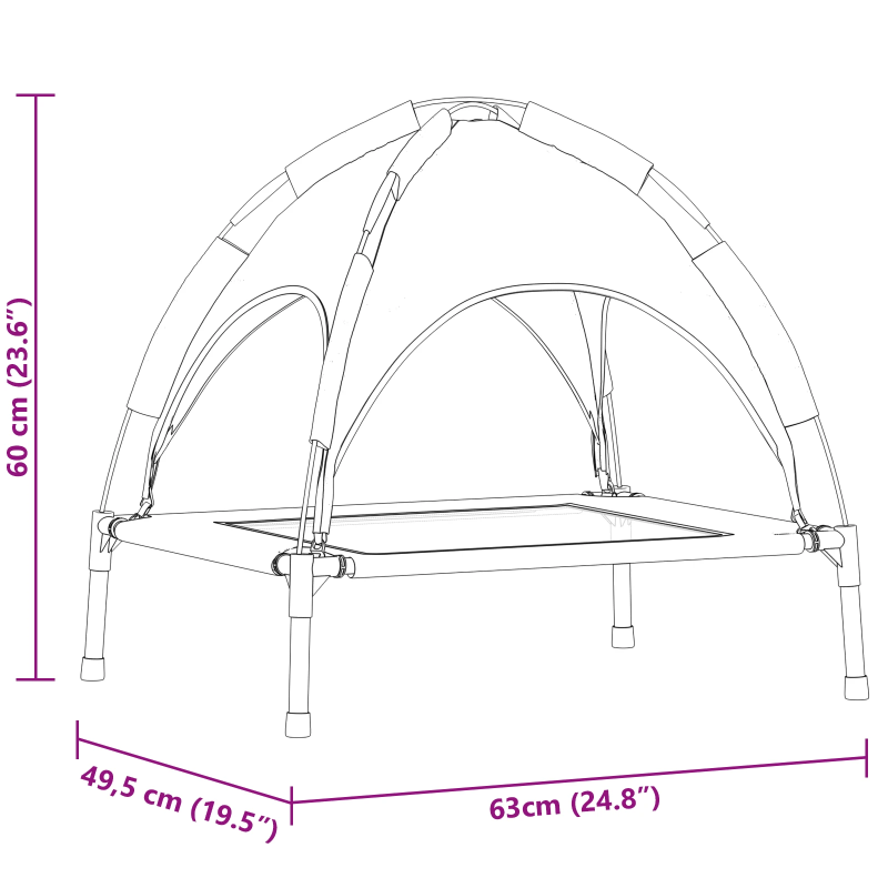 vidaXL Suņu gulta Brūna 63 x 49,5 x 60 cm Tērauds